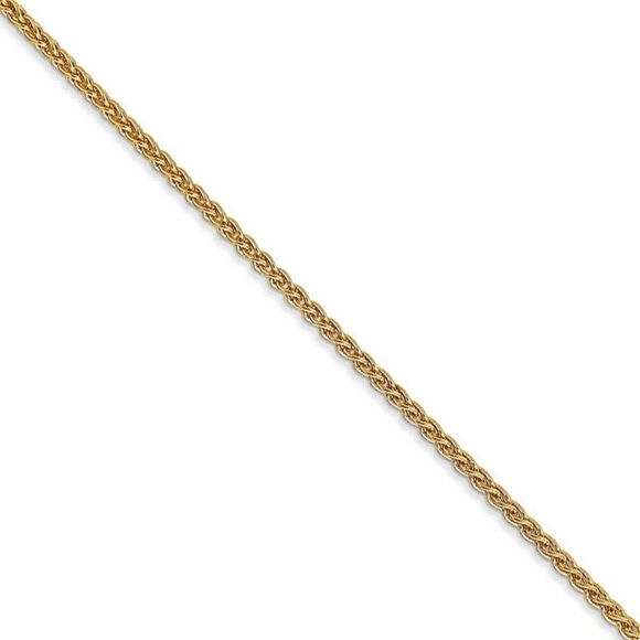 1.65mm 14k Yellow Gold Solid Wheat Chain Necklace 16 Inch